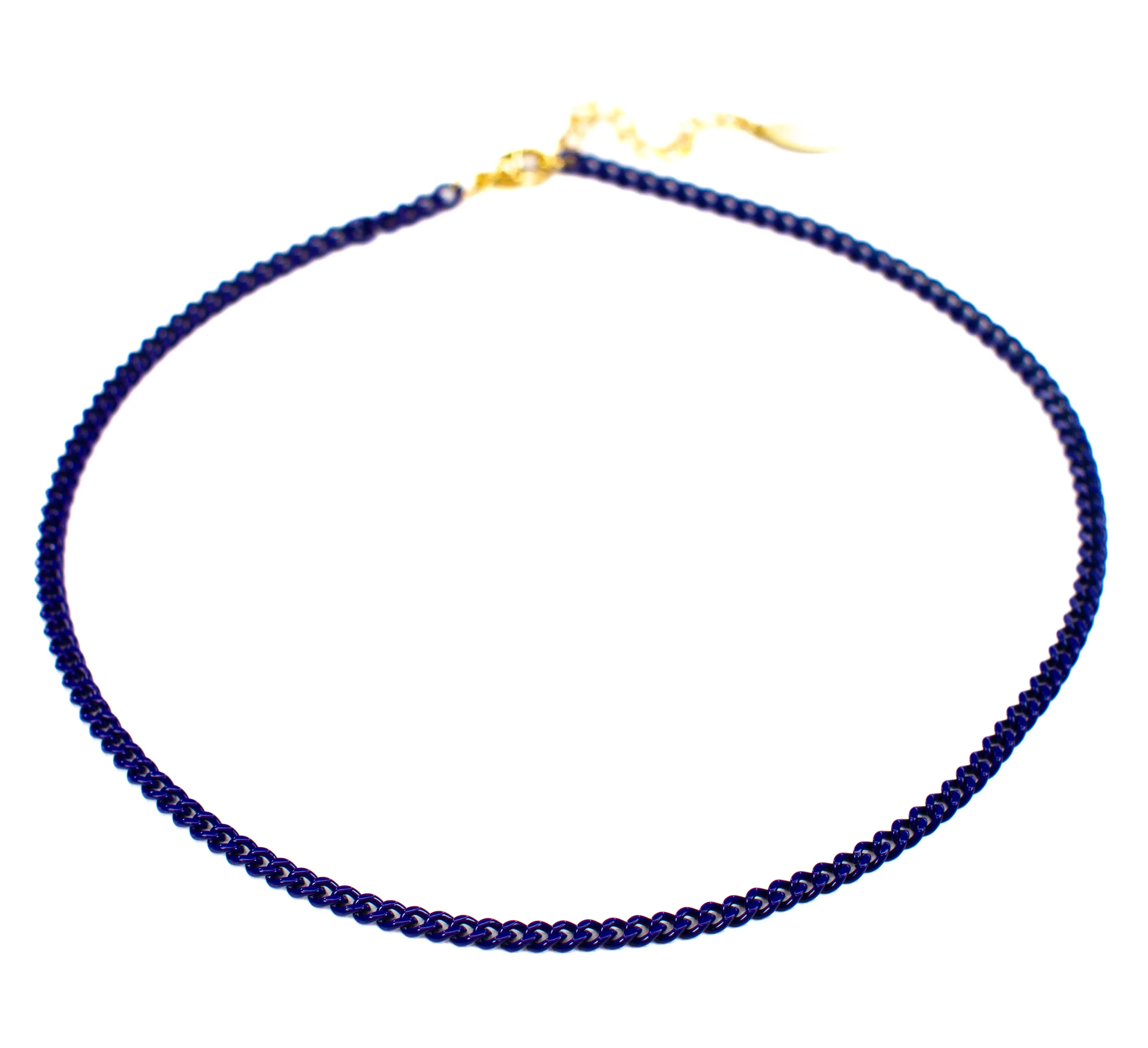 Enamel 16  Colors Mini Curb Chain Link Necklace: 07-Black