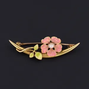 Enamel Flower Brooch | Antique Flower Brooch