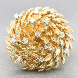Estate 18K Y Gold 0.40cttw G-H/SI1-2 Diamond Floral Brooch