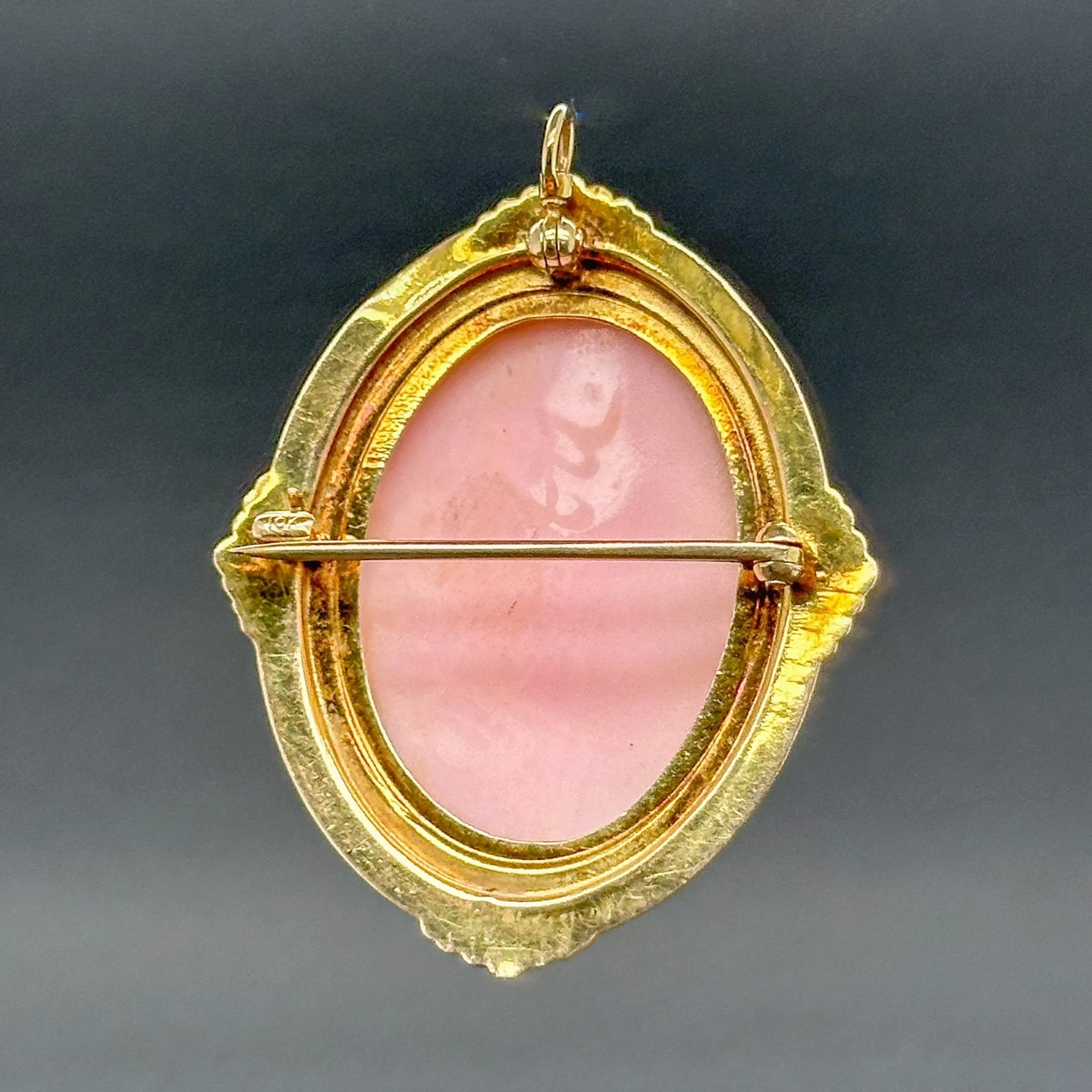 Estate Antique 10K Y Gold Flora Cameo Pin