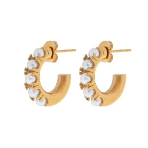 Estelle - Pearl Crown Hoop Earrings