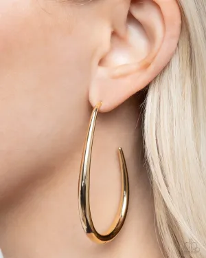 Exclusive Element - Gold - J-Hook Paparazzi Hoop Earrings