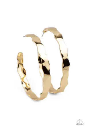 Exhilarated Edge Gold Paparazzi Earrings