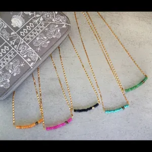 Faceted Gemstone Bar Necklace