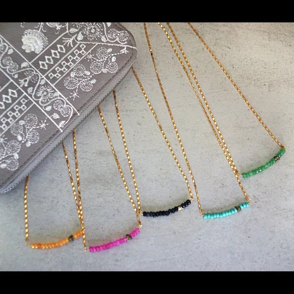 Faceted Gemstone Bar Necklace