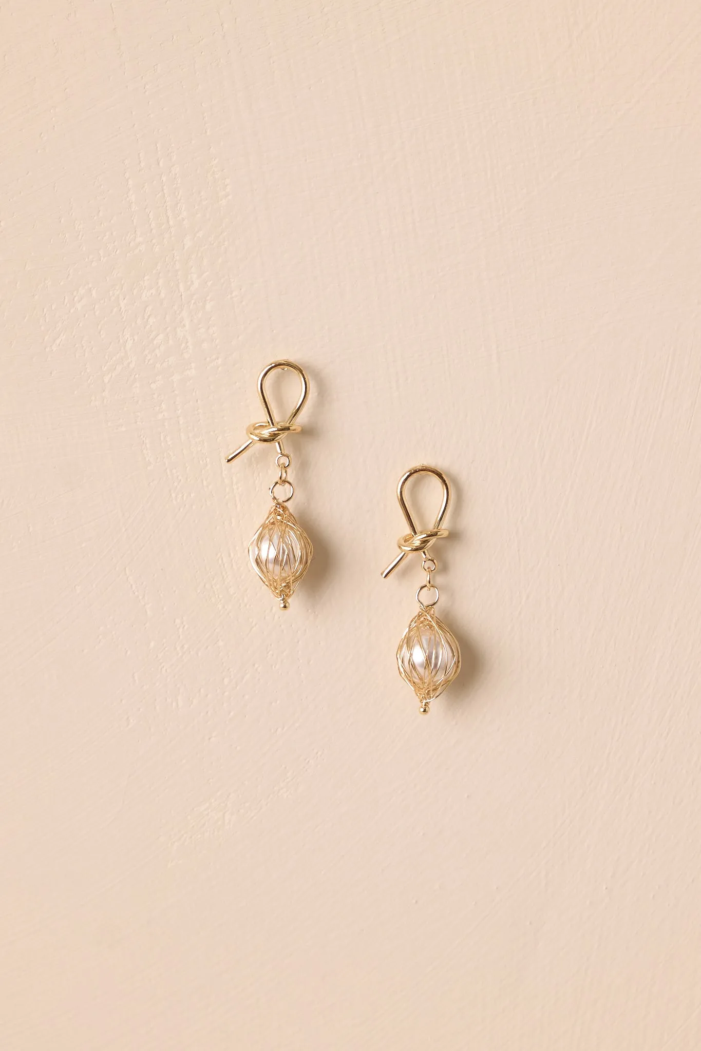 Fairy Garden Gold and Ivory Pearl Earrings