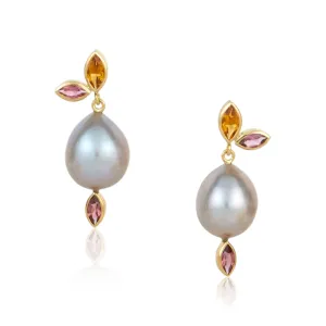 falling leaves pearl earrings