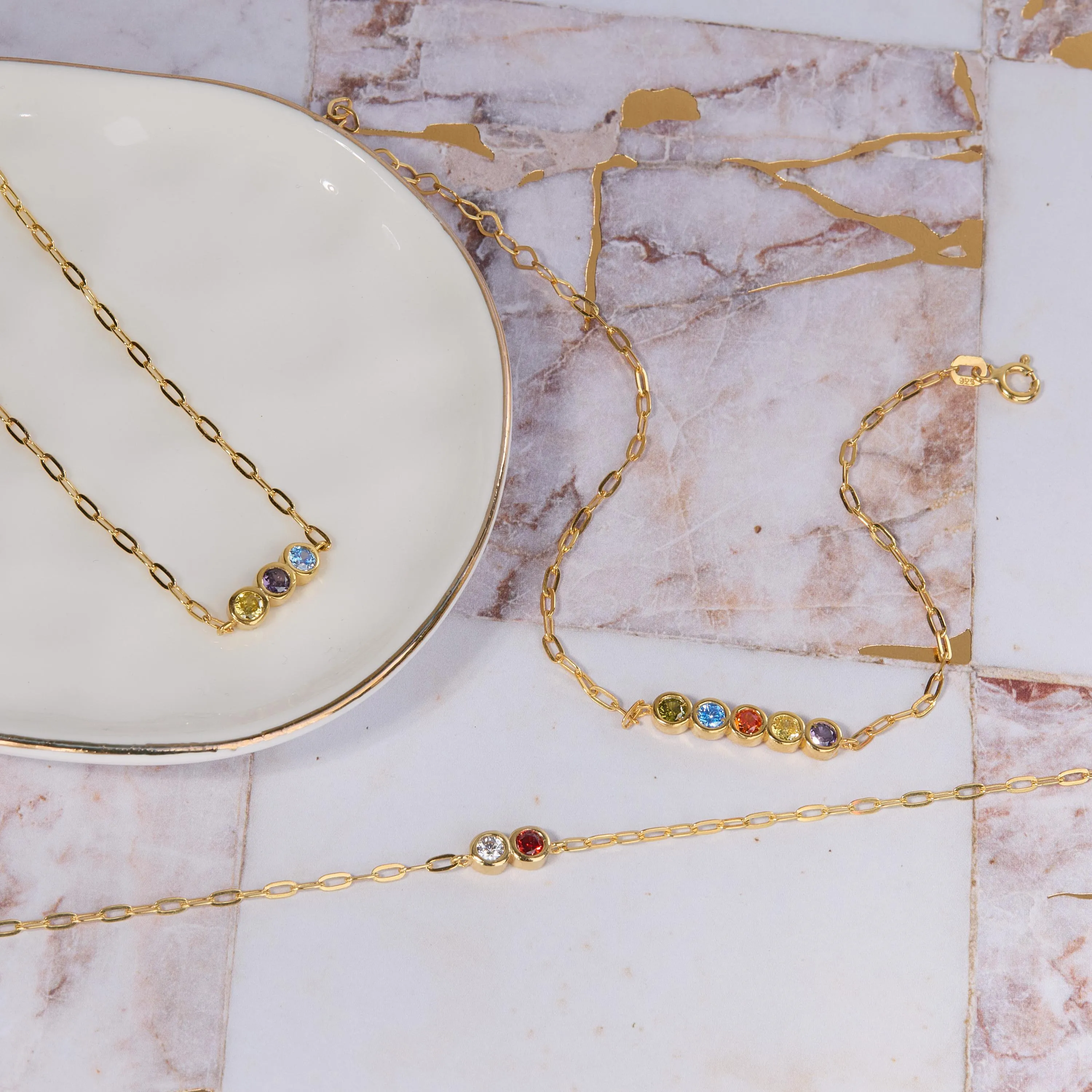 Family Birthstone Bracelet - 18K Gold Vermeil
