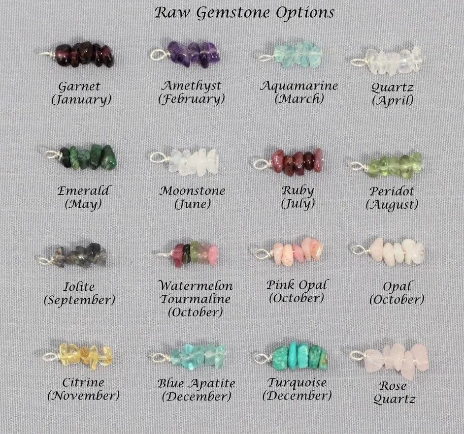 Family Birthstone Jewelry for Mom, Raw Natural Gemstone Bracelet, Sterling Silver, 14kt Gold or Rose Gold Fill