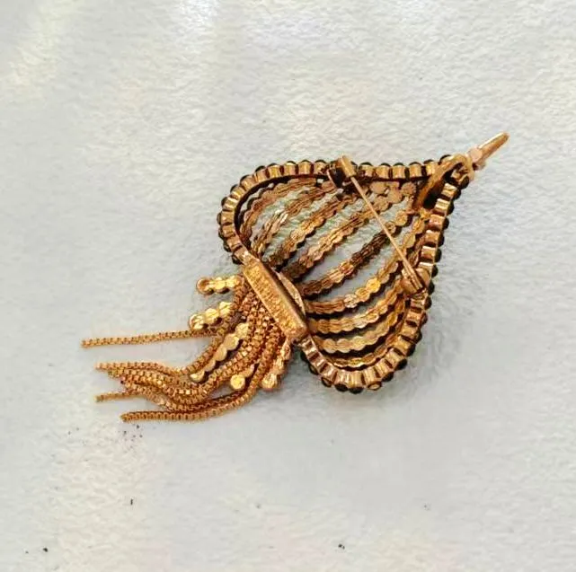 Fantastic Vintage Spade Green Crystal Sea Jellies Brooch Ocean Medusa Jewelry