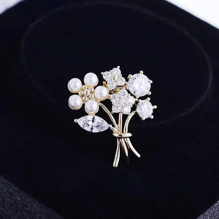 Fashion Bow and Flower Brooch Set