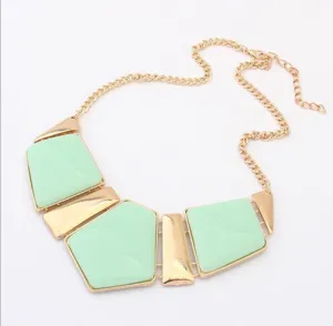 Fashion Jewelry Female Big Imitation Gem Stone Necklace For Women Statement Necklaces 2N025