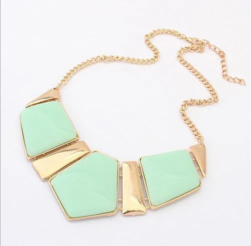 Fashion Jewelry Female Big Imitation Gem Stone Necklace For Women Statement Necklaces 2N025