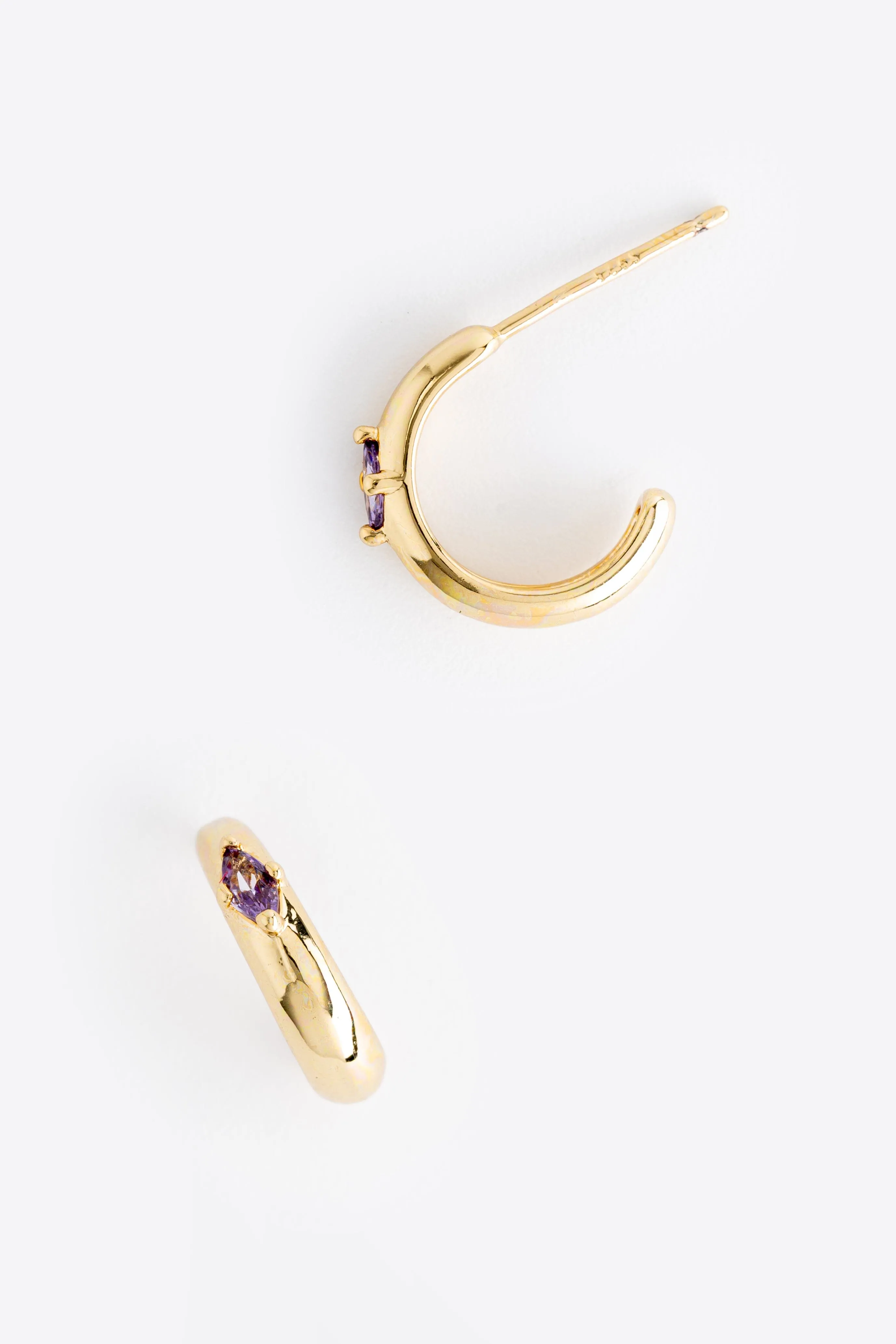 February Amethyst J-Hoop Earrings