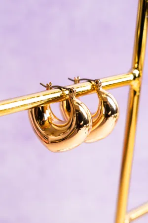Feeling Confident Goldtone Puffy Hoop Earrings
