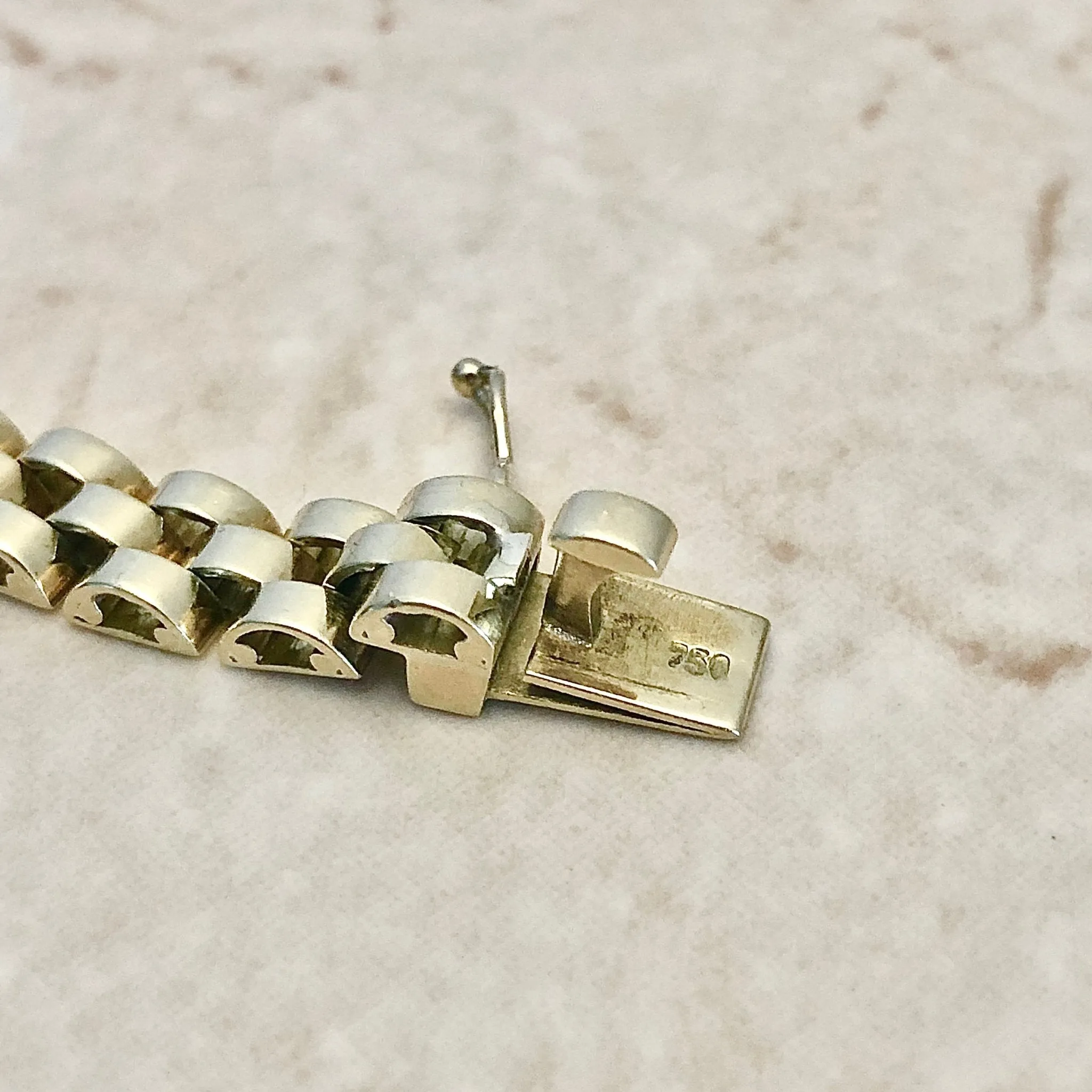 Fine Vintage 18 Karat Yellow Gold Ruby & Diamond Link Bracelet