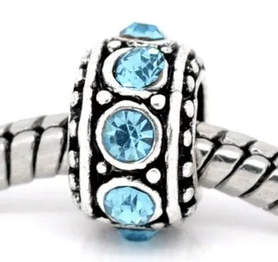Five (5) March Birthstone Charms Spacer Bead For Snake Chain Bracelet