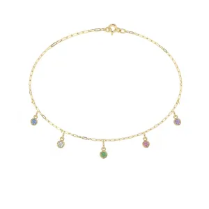 Five Birthstone Charm Bracelet | 10k Solid Gold