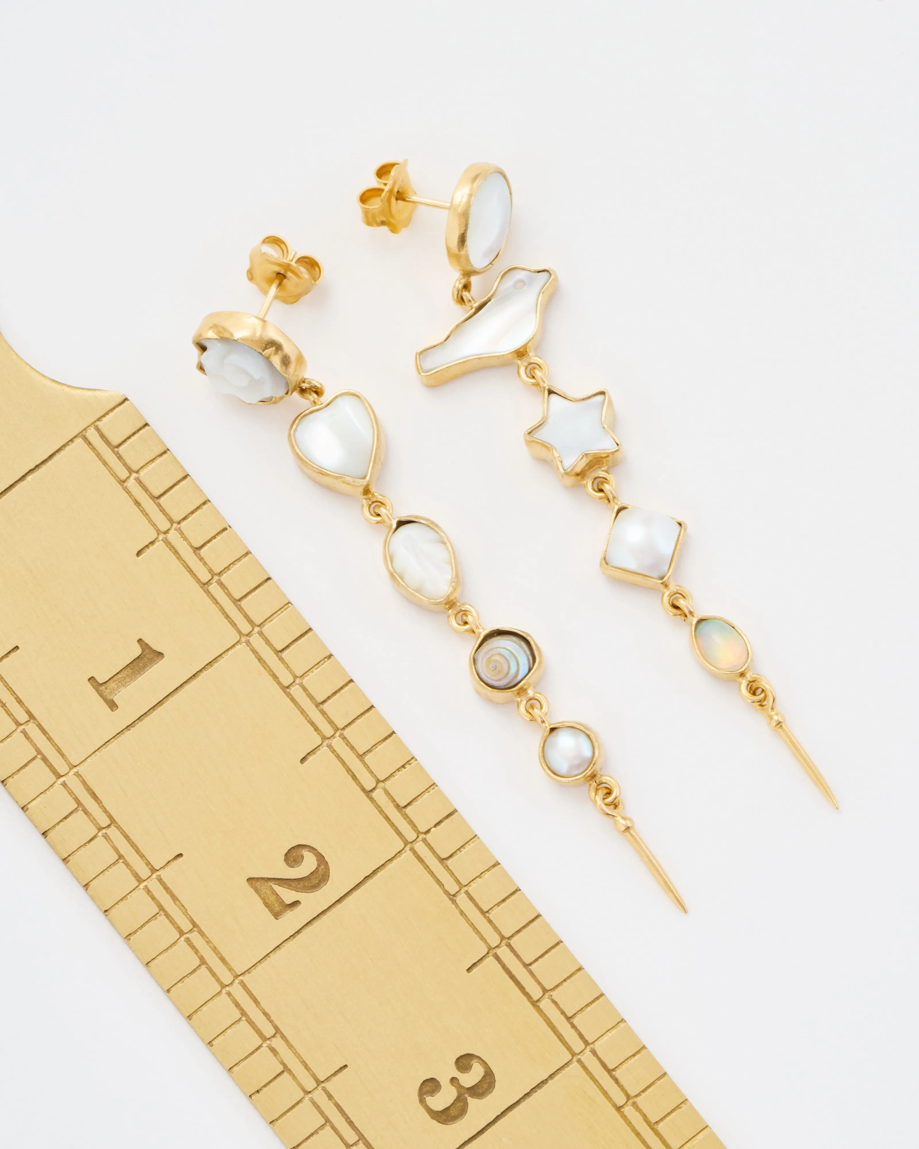 five charm victorian drop earrings