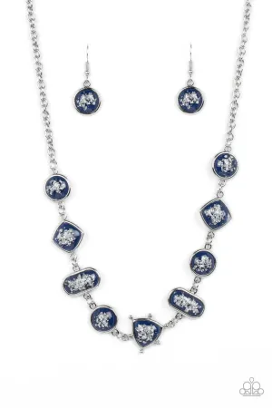 Fleek and Flecked - Blue - Silver Glitter Bead Paparazzi Short Necklace