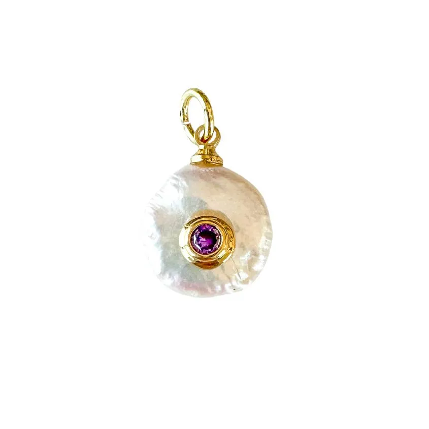Fresh Pearl Birthstone Charm For Charm Necklace & Bracelet: Dark Pink Red