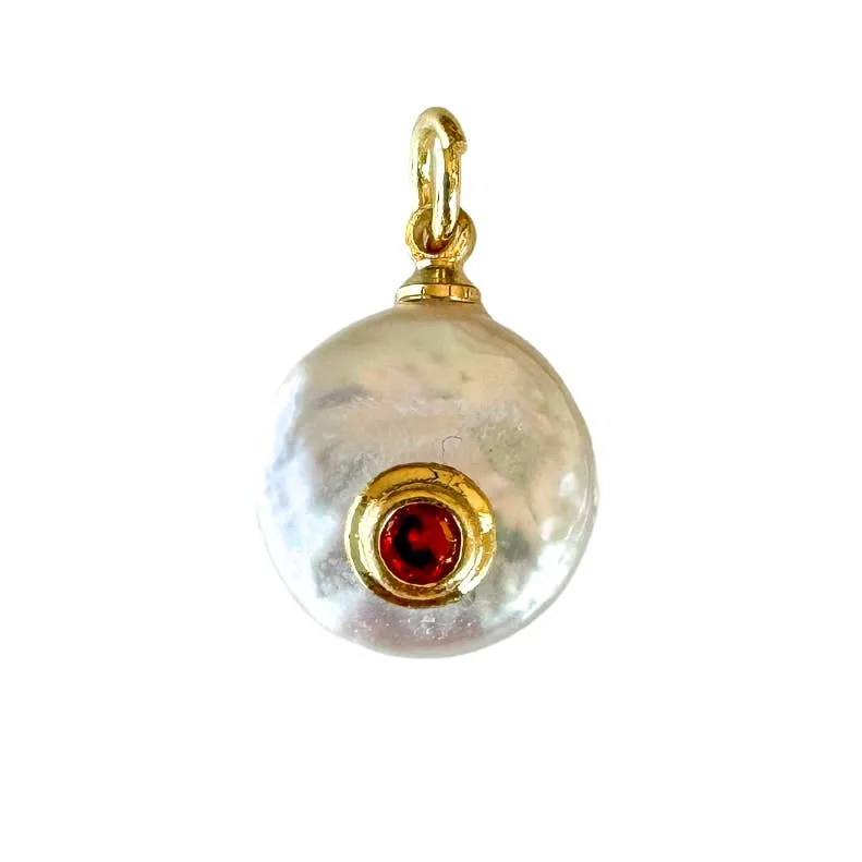 Fresh Pearl Birthstone Charm For Charm Necklace & Bracelet: Dark Pink Red