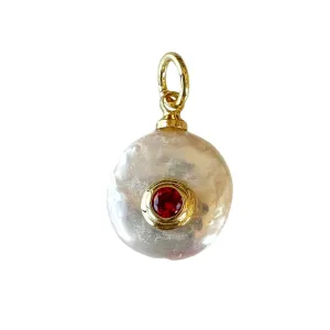 Fresh Pearl Birthstone Charm For Charm Necklace & Bracelet: Dark Pink Red