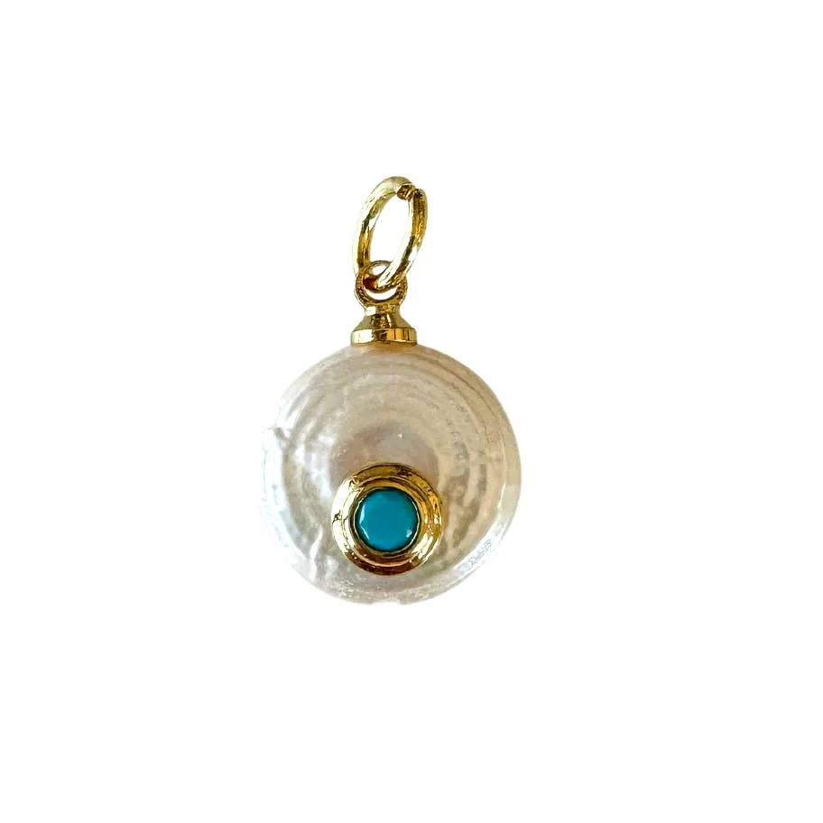 Fresh Pearl Birthstone Charm For Charm Necklace & Bracelet: Turquoise