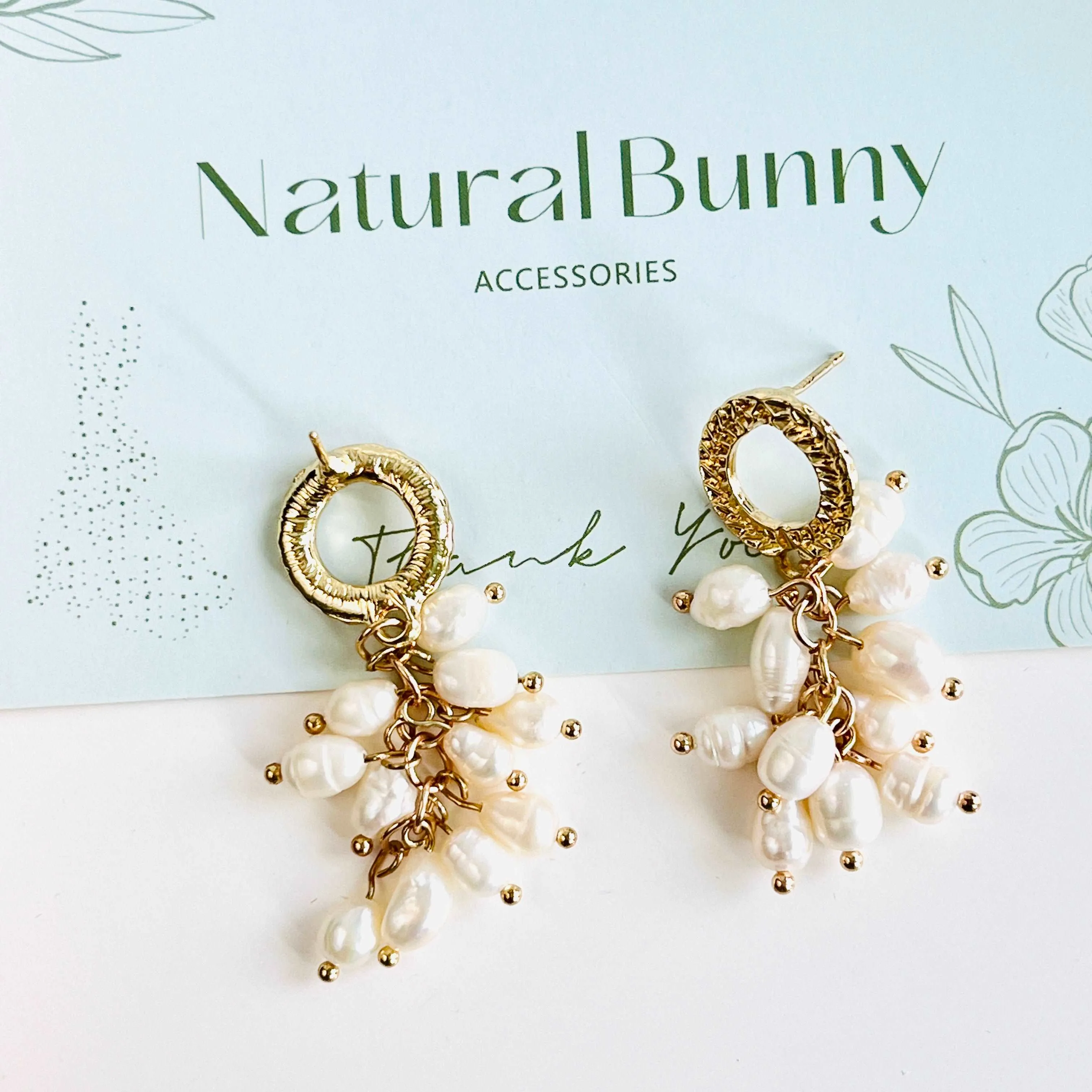 Freshwater Pearl Cluster Tassel Earrings