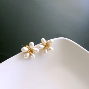 Freshwater Pearl Flower Post Style Earrings - Tippi Post Earrings