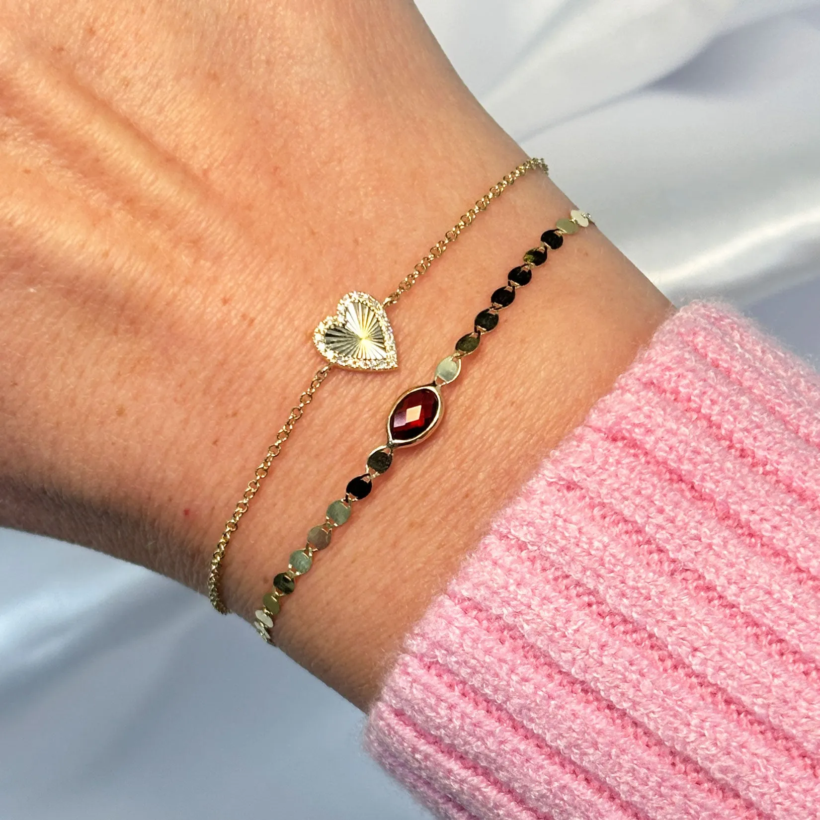 Garnet Disco Chain Bracelet