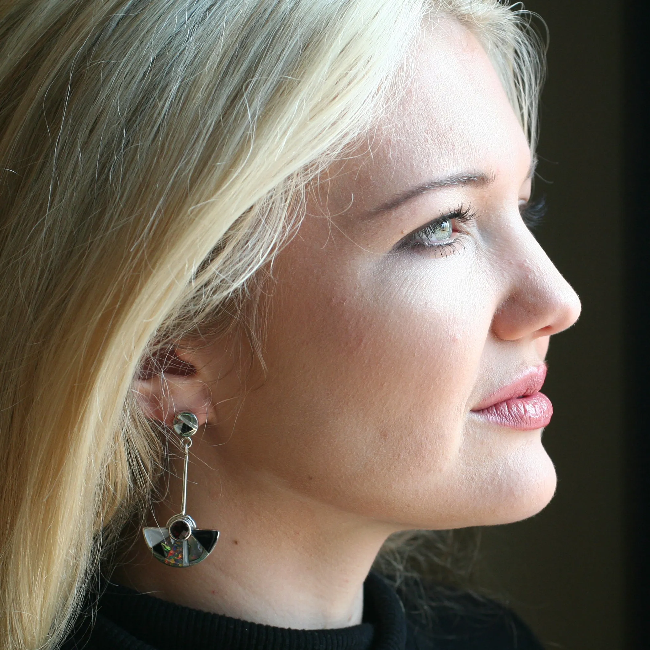 Garnet Fan Earrings