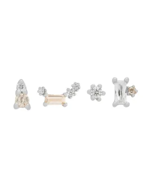 Gatsby Champagne Crystal Earrings Set - Sterling Silver