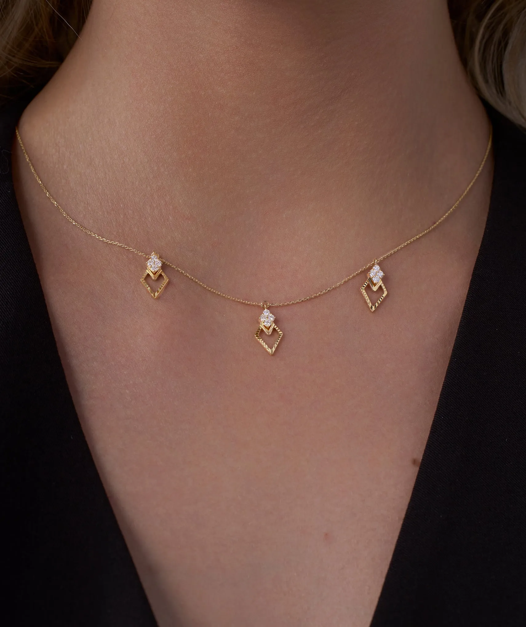 Geometric Charm Gold Necklace