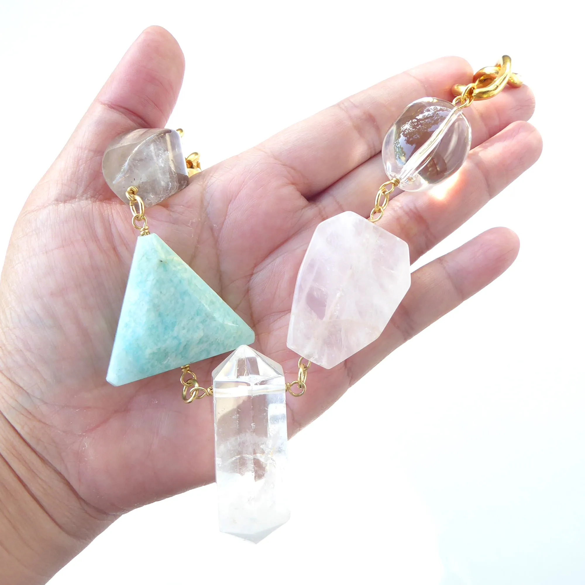 Geometric crystal necklace