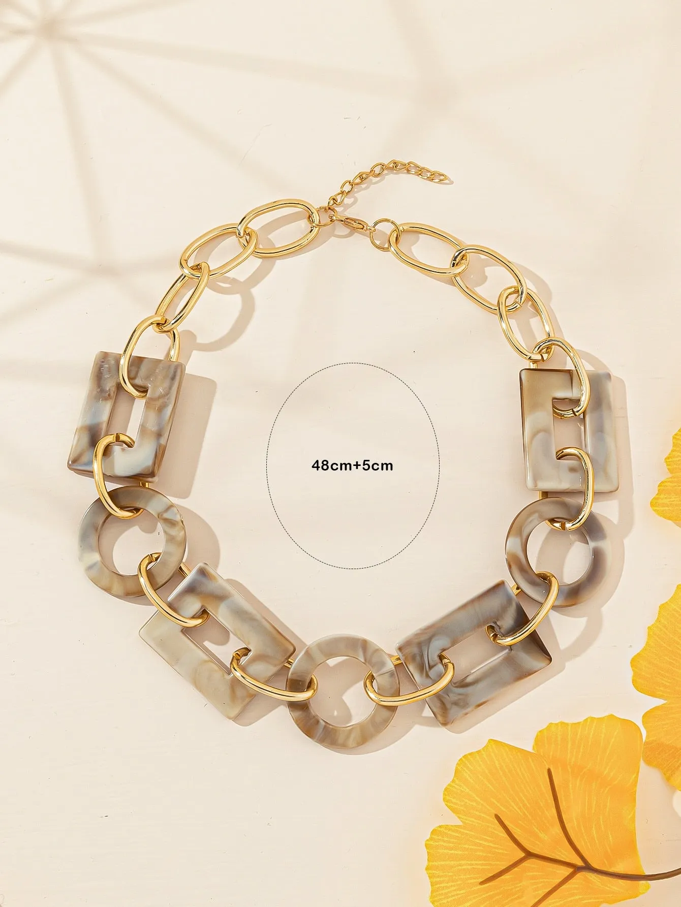 Geometric Decor Chain Necklace - Multicolor