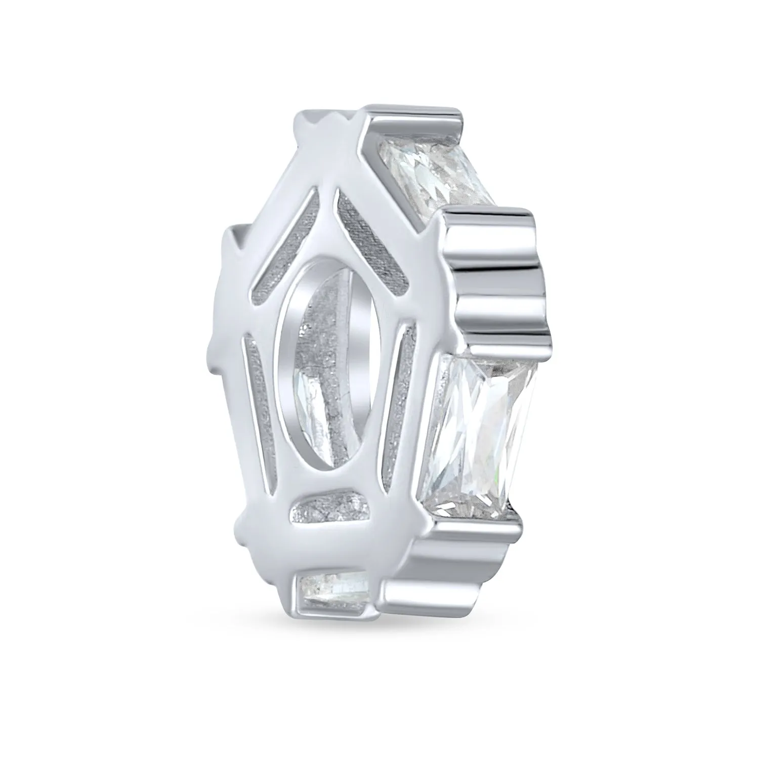 Geometric Royal Blue CZ Charm Bead Sterling Silver for European Bracelets