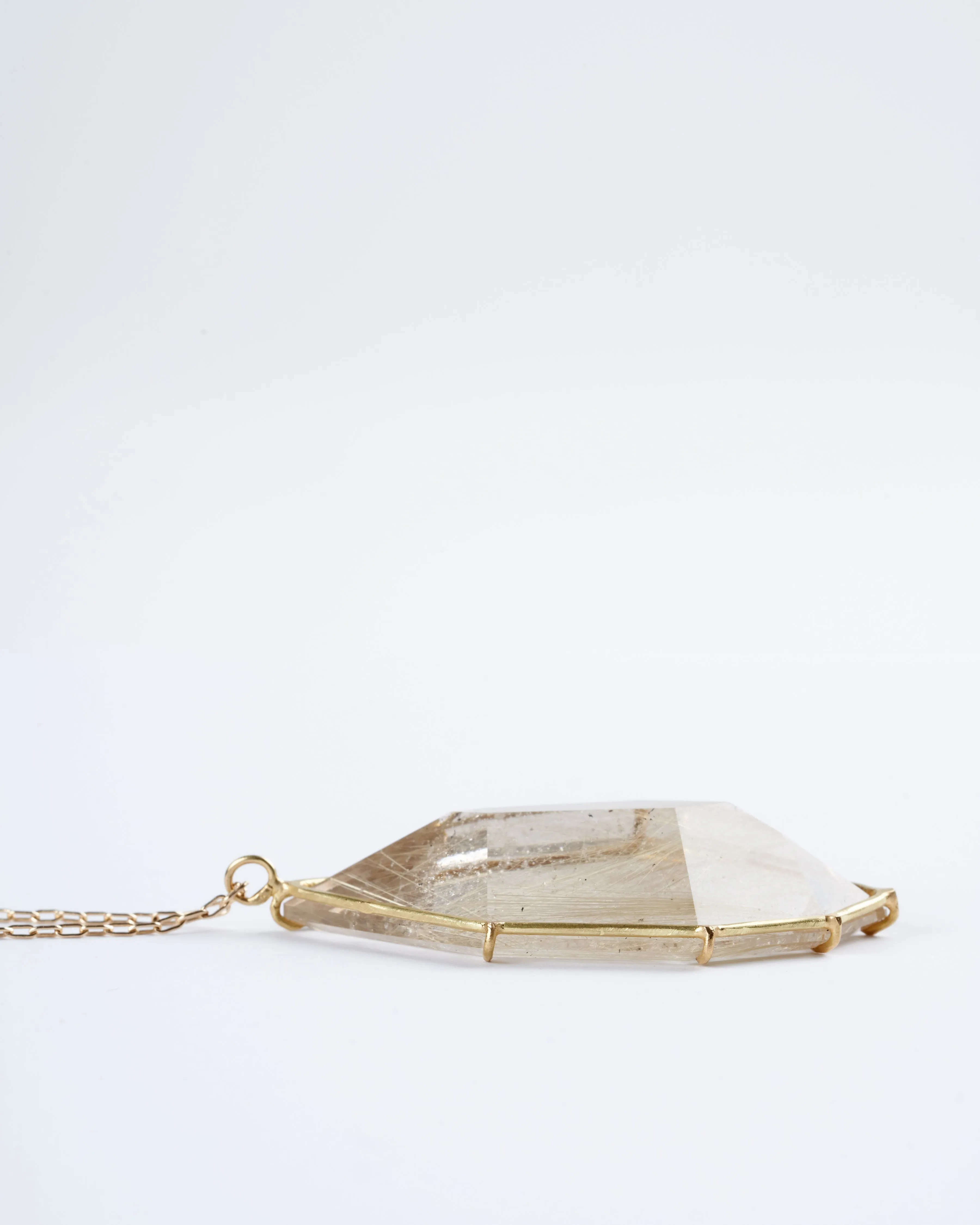 geometric rutile quartz necklace