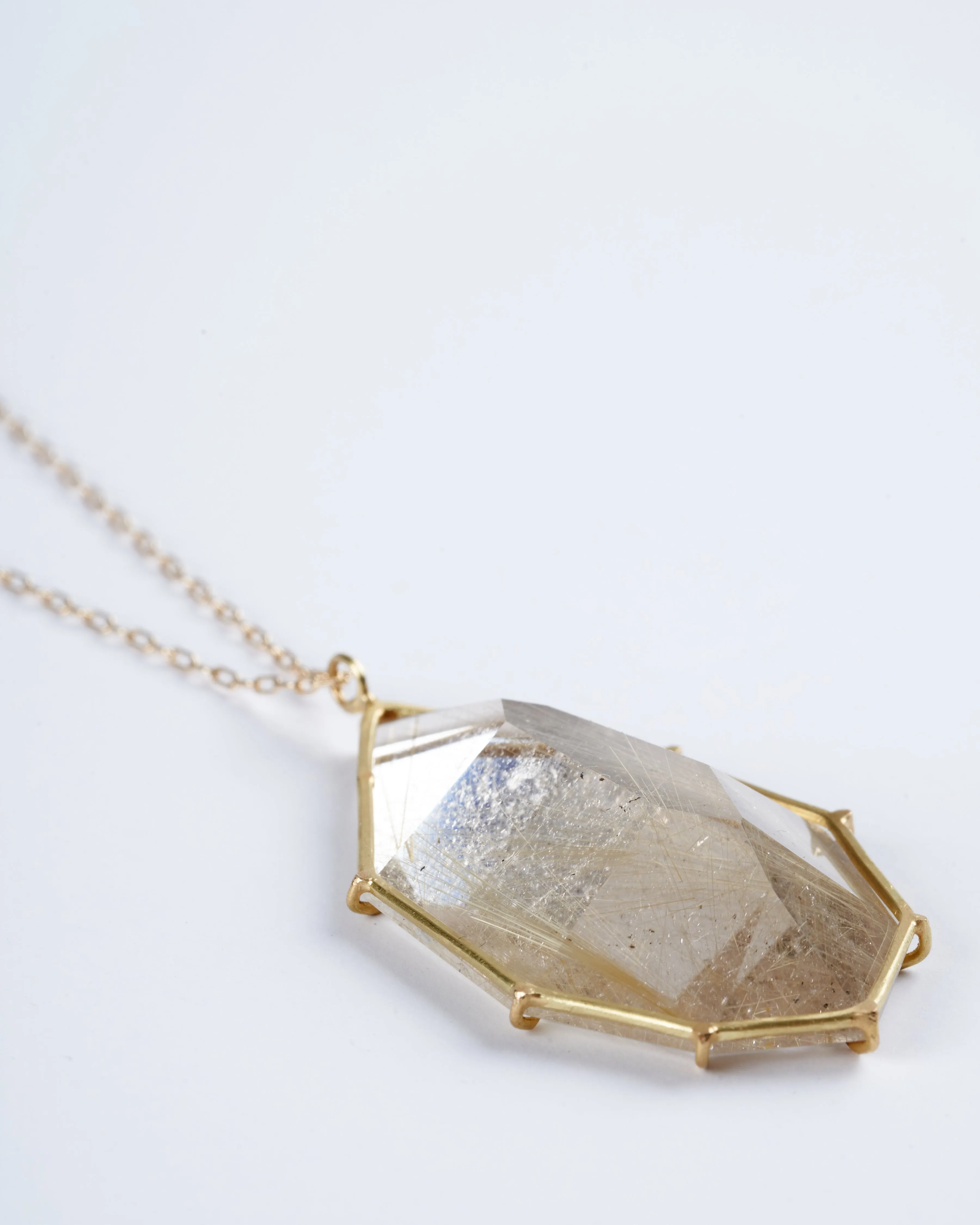 geometric rutile quartz necklace