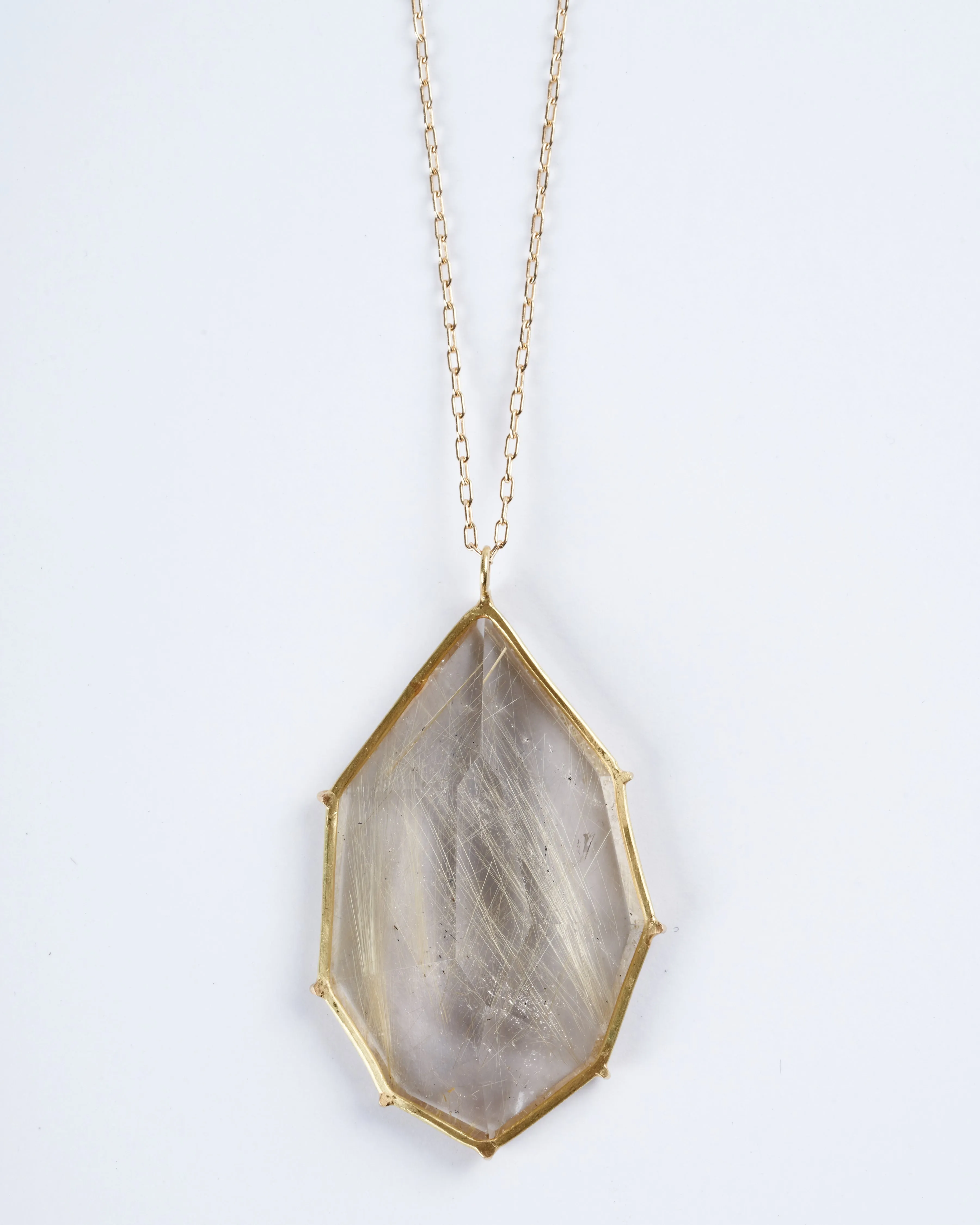 geometric rutile quartz necklace