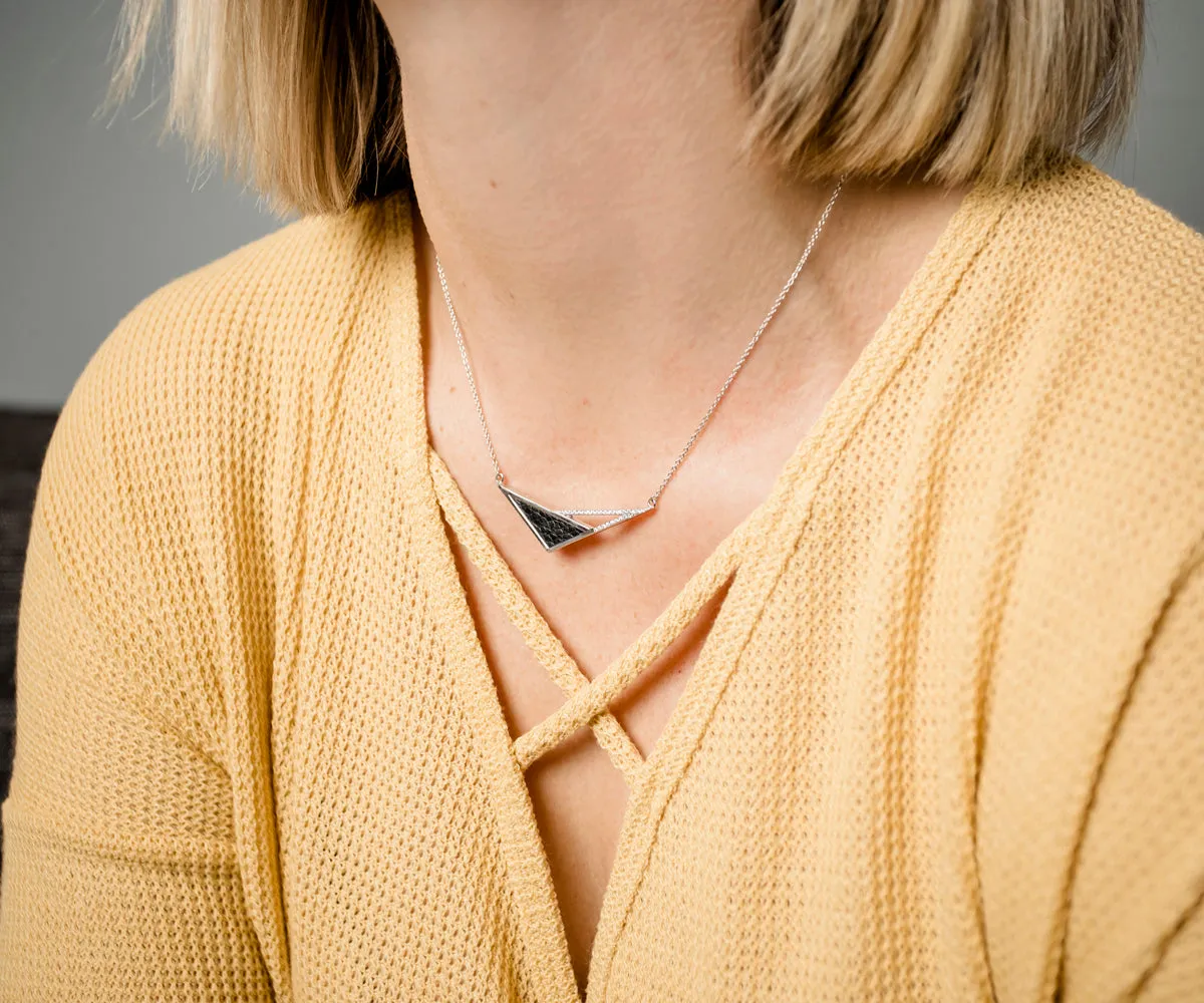 Geometric Triangle Leather Inlay Crystal Necklace