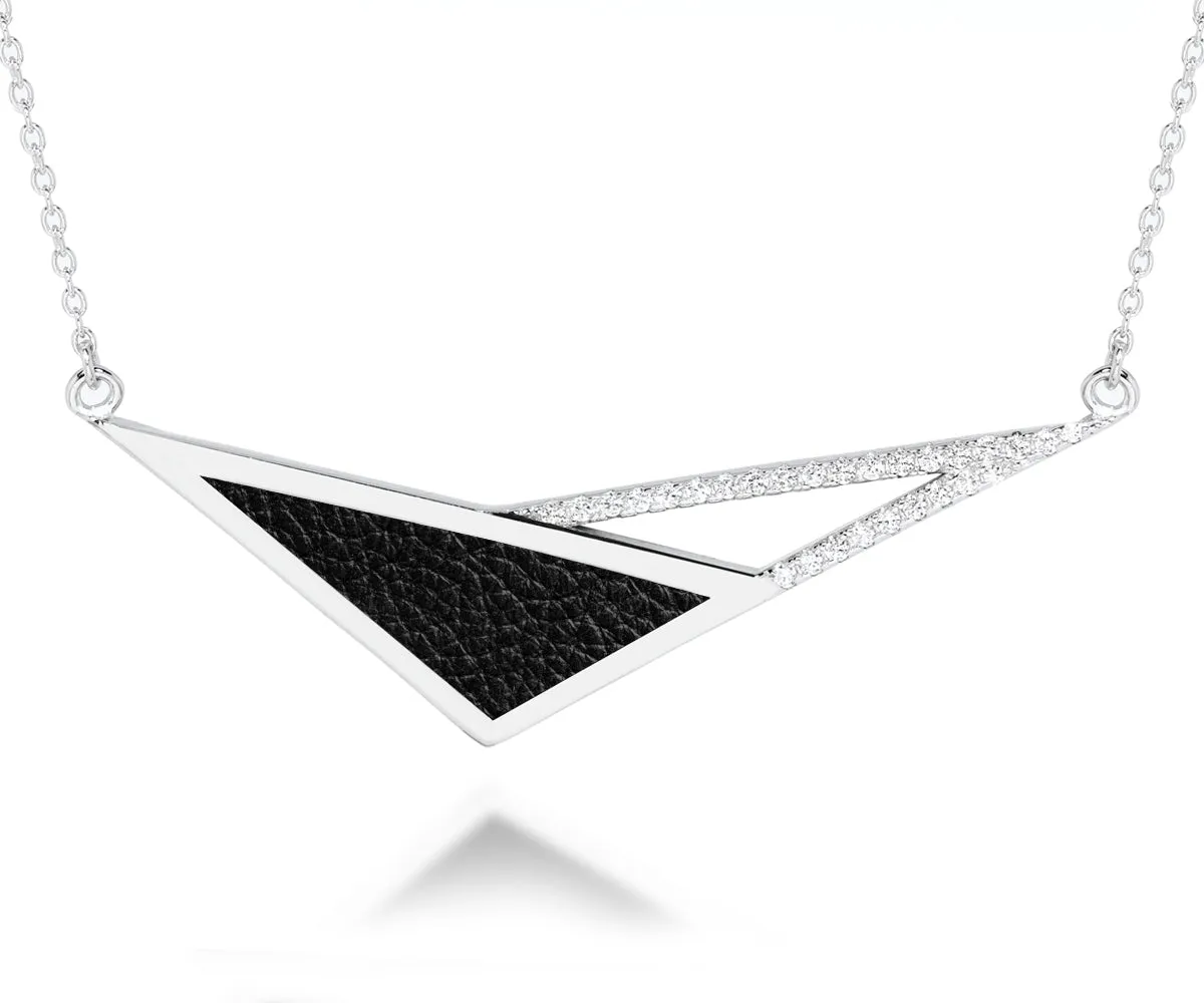 Geometric Triangle Leather Inlay Crystal Necklace