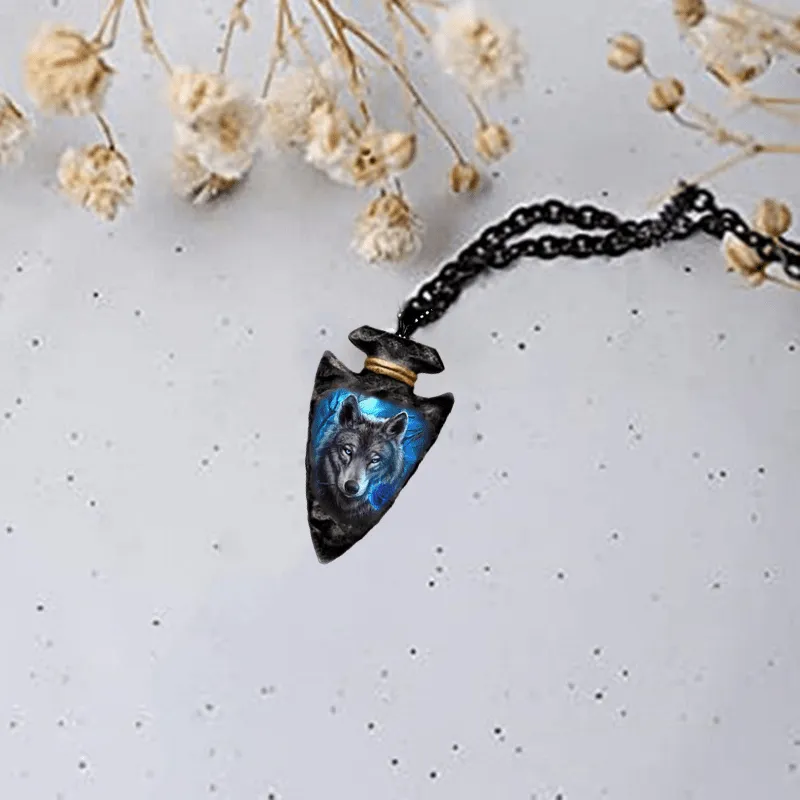 Geometric Triangle Rose Wolf Chain Pendant Necklace Punk Hip hop Men