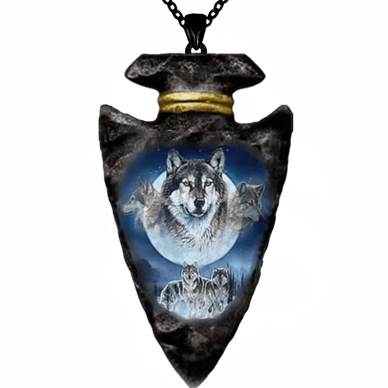 Geometric Triangle Rose Wolf Chain Pendant Necklace Punk Hip hop Men