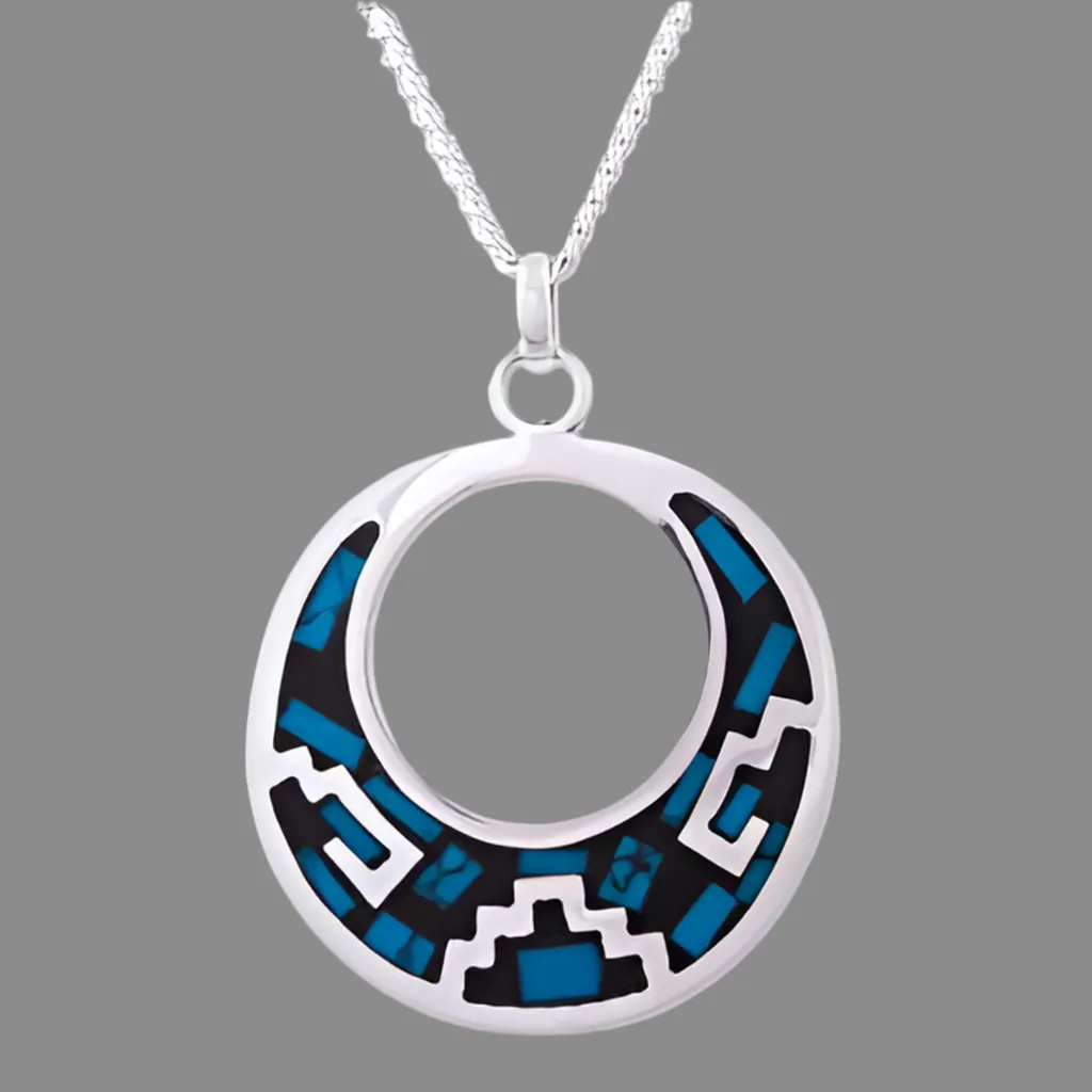 Geometric Turquoise Pendant Necklace