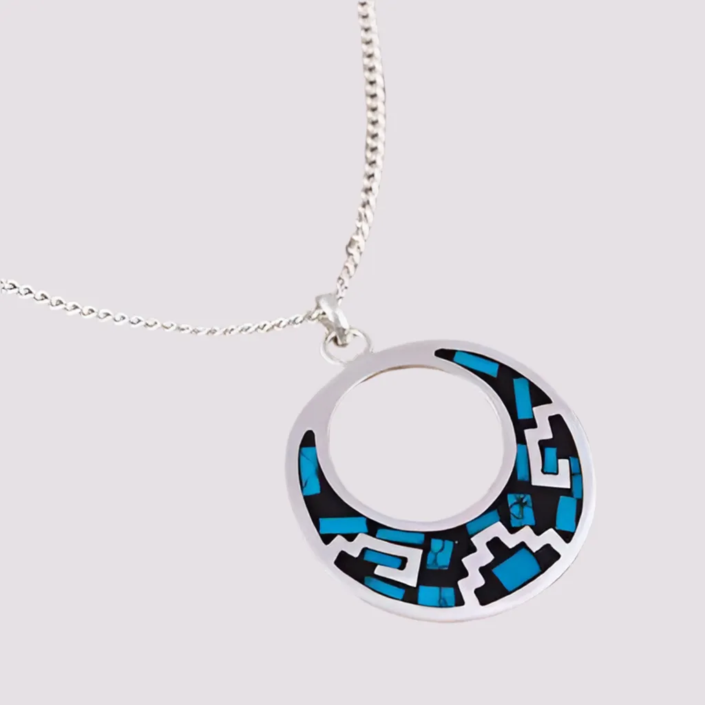 Geometric Turquoise Pendant Necklace