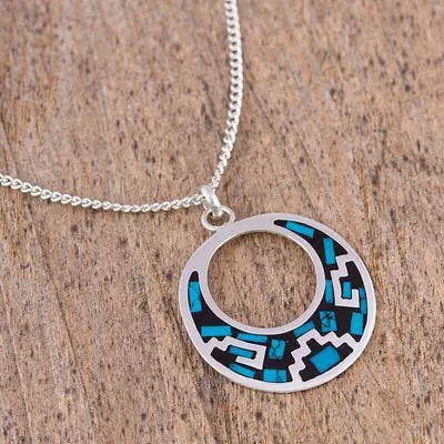 Geometric Turquoise Pendant Necklace