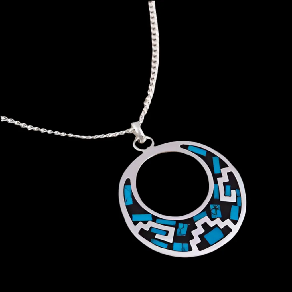 Geometric Turquoise Pendant Necklace