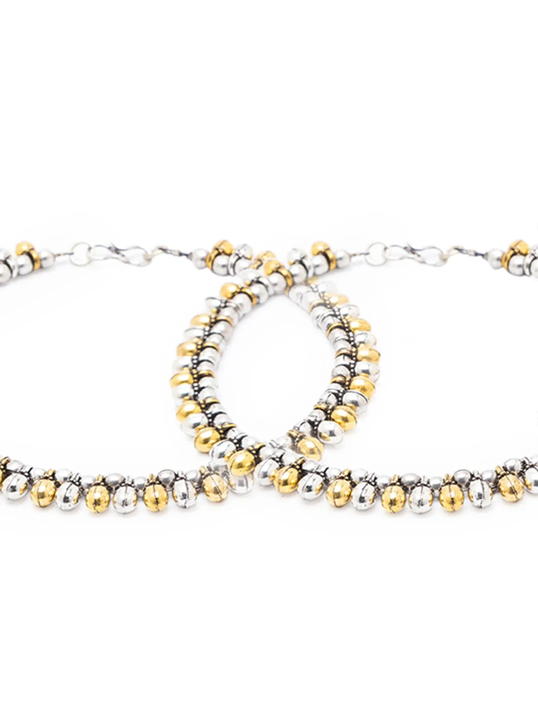 German Oxidised Silver Anklets Gold/Silver Plating Payal With Beads/Ghungroo Paijan Foot Jewellery