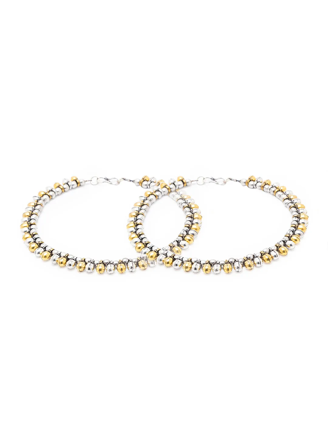 German Oxidised Silver Anklets Gold/Silver Plating Payal With Beads/Ghungroo Paijan Foot Jewellery